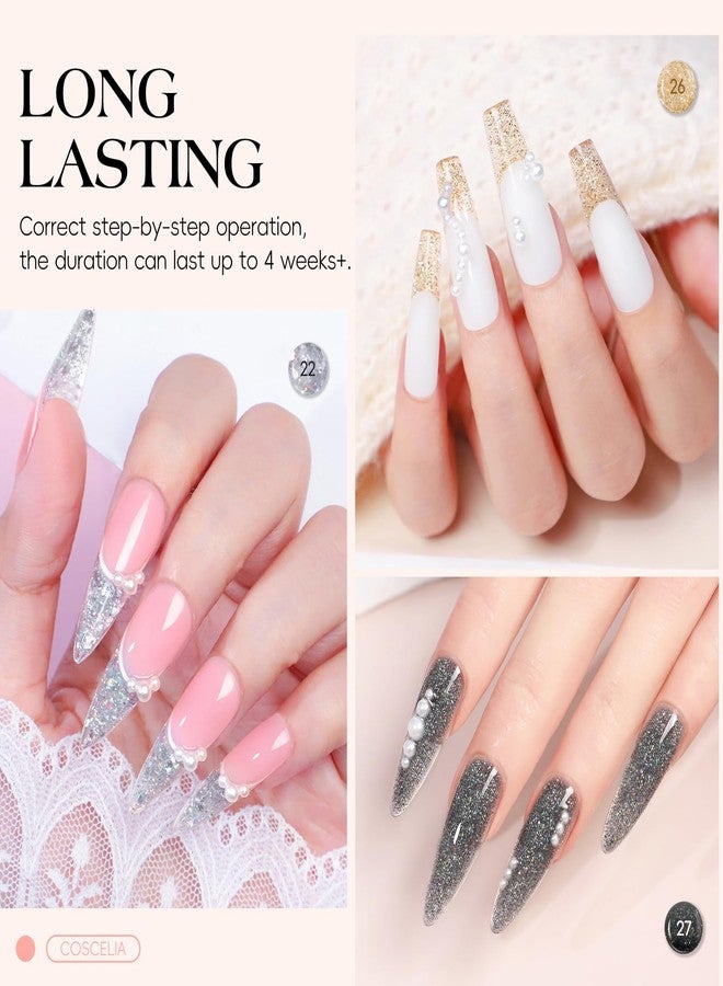 COSCELIA 50PC Poly Nail Gel Kit Starter Kit with Drill and Lamp 15 Colors 16ML Nail Extension Gel for Beginners All Season Nail Decorations Professional Poly Extension Kit Gifts for Women - Image 4